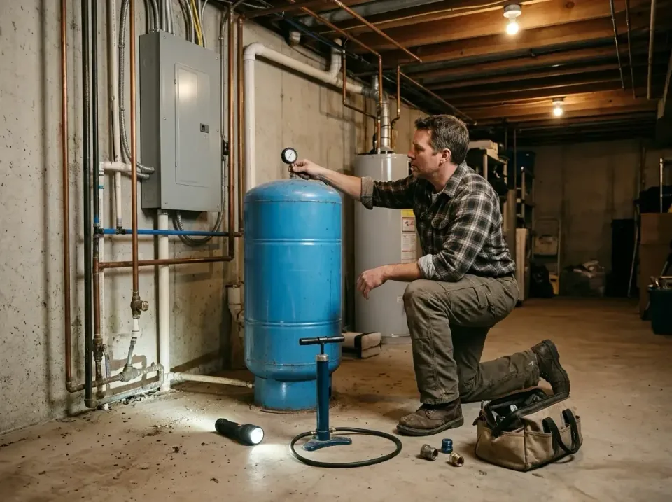 Plumber — Basement — Plumber, Pressure Tank, Water Heater, Basement, Plumbing